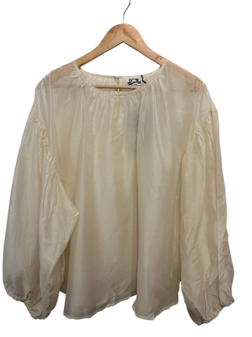 Light Cream Balloon-Sleeve Blouse - Women's